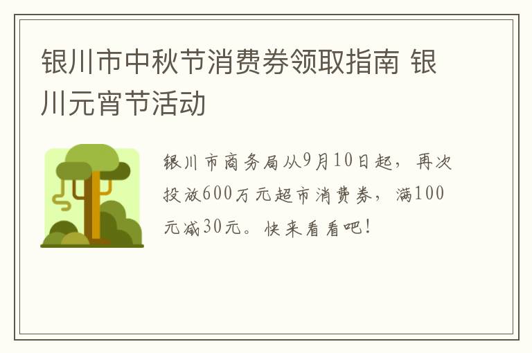 银川市中秋节消费券领取指南 银川元宵节活动