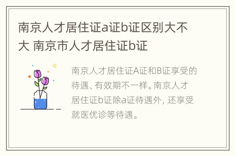 南京人才居住证a证b证区别大不大 南京市人才居住证b证