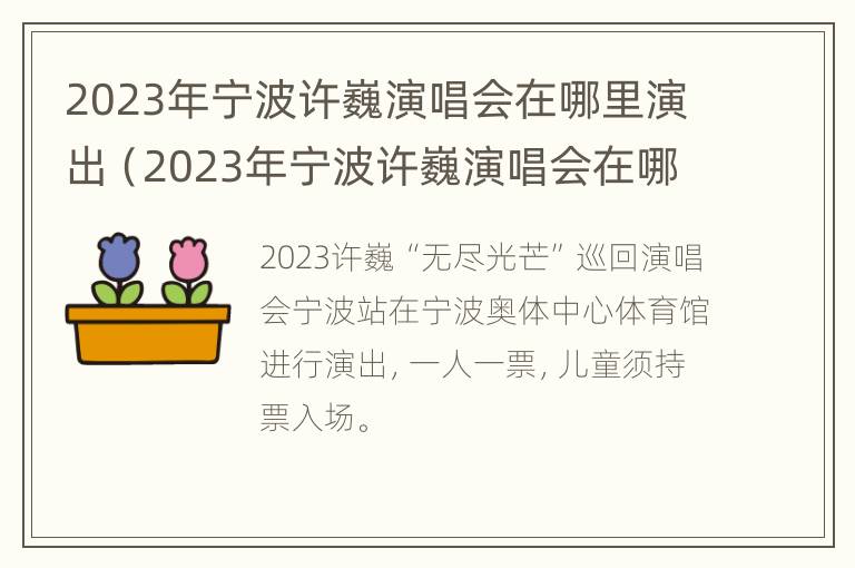 2023年宁波许巍演唱会在哪里演出（2023年宁波许巍演唱会在哪里演出呢）