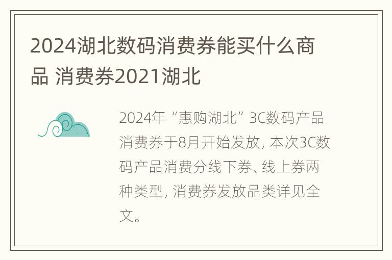 2024湖北数码消费券能买什么商品 消费券2021湖北