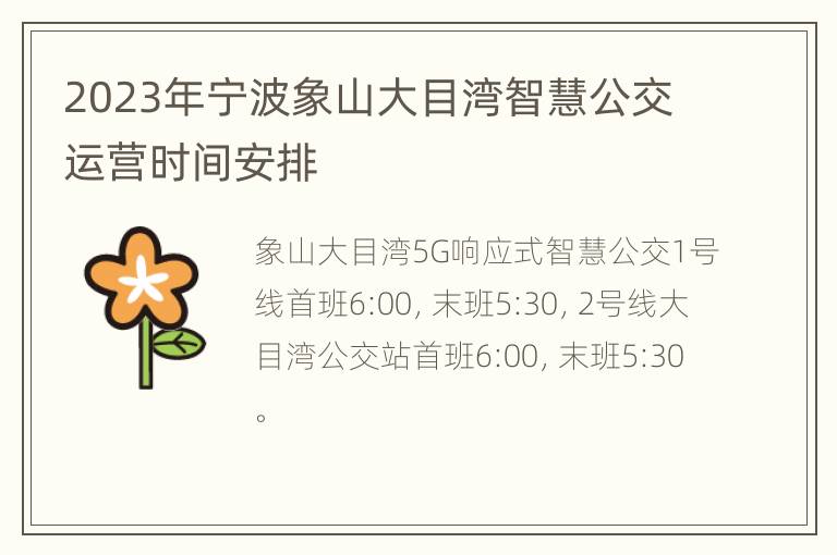 2023年宁波象山大目湾智慧公交运营时间安排