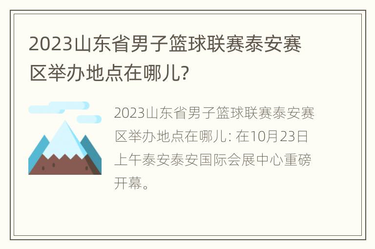 2023山东省男子篮球联赛泰安赛区举办地点在哪儿？