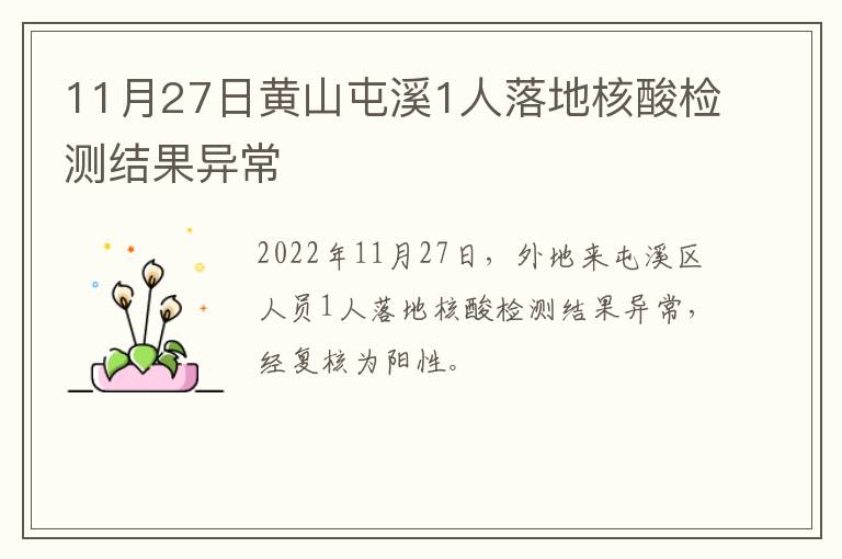 11月27日黄山屯溪1人落地核酸检测结果异常