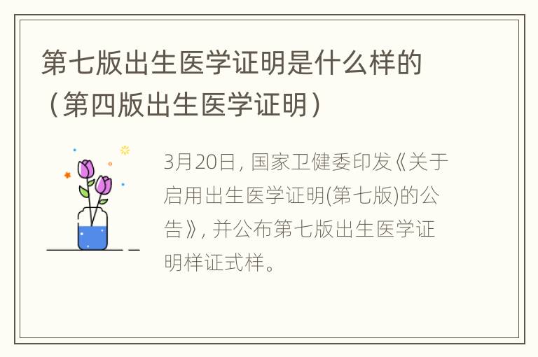 第七版出生医学证明是什么样的（第四版出生医学证明）