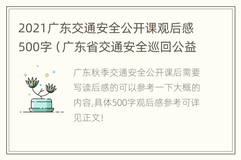 2021广东交通安全公开课观后感500字（广东省交通安全巡回公益宣讲）