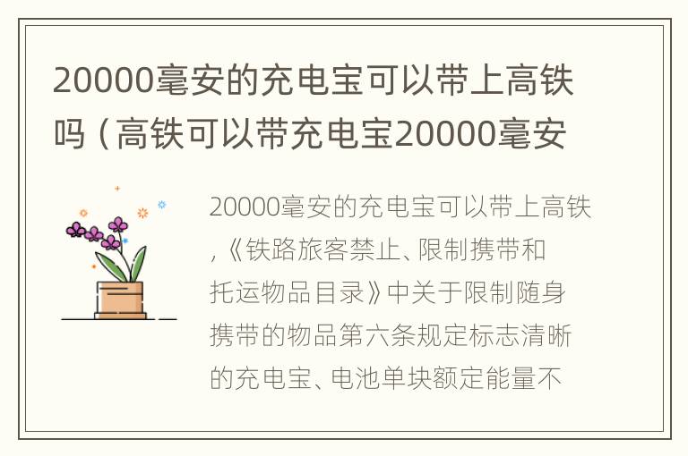 20000毫安的充电宝可以带上高铁吗（高铁可以带充电宝20000毫安）