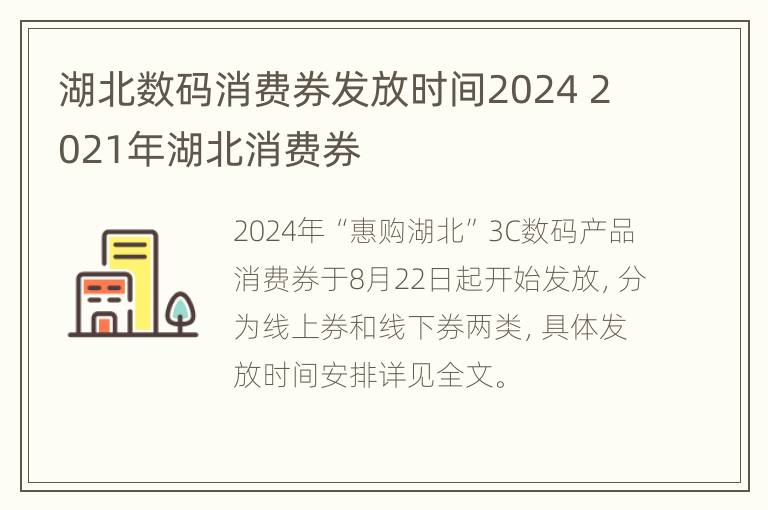 湖北数码消费券发放时间2024 2021年湖北消费券