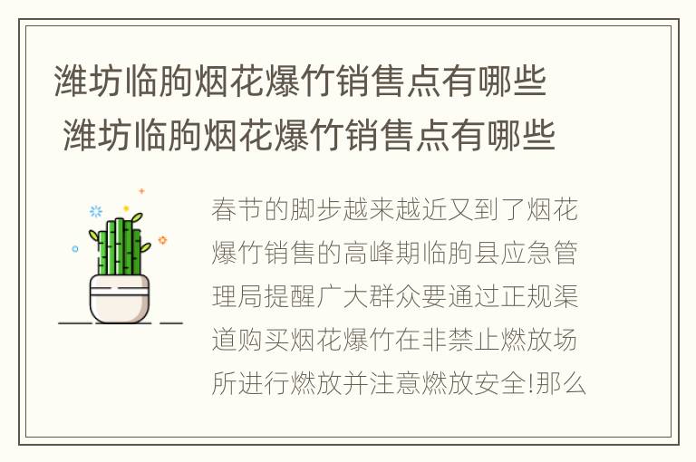 潍坊临朐烟花爆竹销售点有哪些 潍坊临朐烟花爆竹销售点有哪些地址