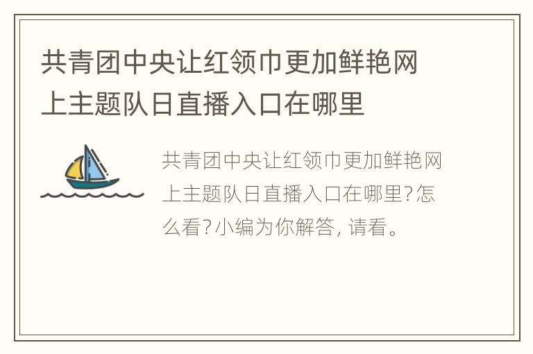 共青团中央让红领巾更加鲜艳网上主题队日直播入口在哪里