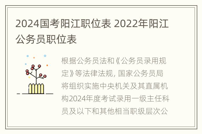 2024国考阳江职位表 2022年阳江公务员职位表