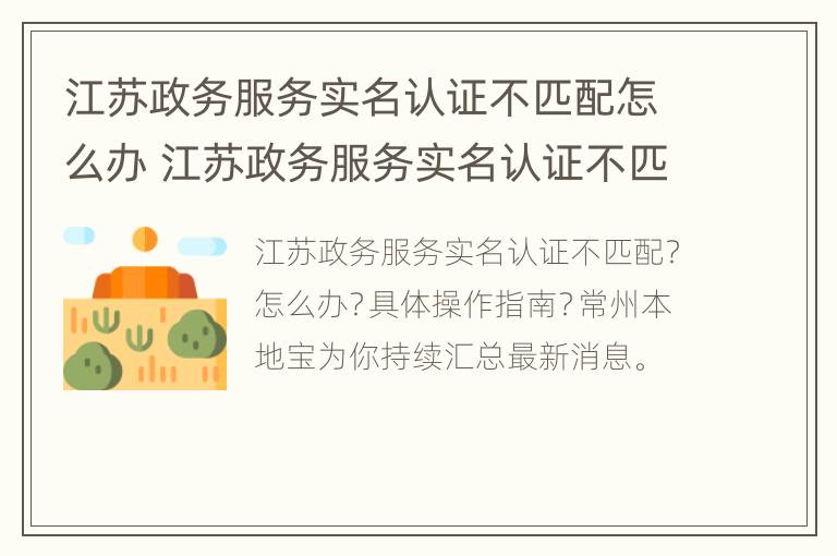 江苏政务服务实名认证不匹配怎么办 江苏政务服务实名认证不匹配怎么办理