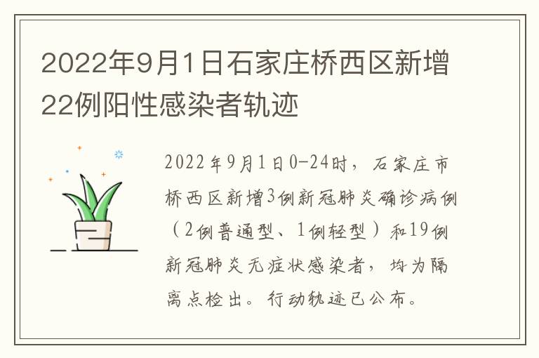 2022年9月1日石家庄桥西区新增22例阳性感染者轨迹