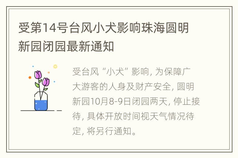 受第14号台风小犬影响珠海圆明新园闭园最新通知