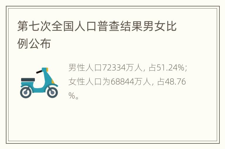 第七次全国人口普查结果男女比例公布