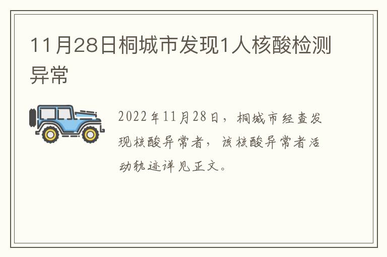 11月28日桐城市发现1人核酸检测异常