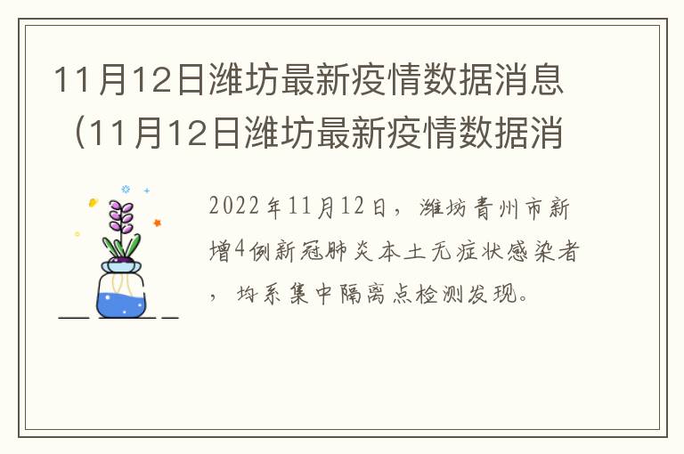 11月12日潍坊最新疫情数据消息（11月12日潍坊最新疫情数据消息及时间）