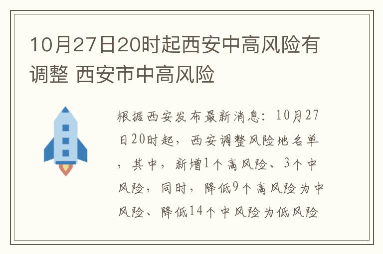 10月27日20时起西安中高风险有调整 西安市中高风险