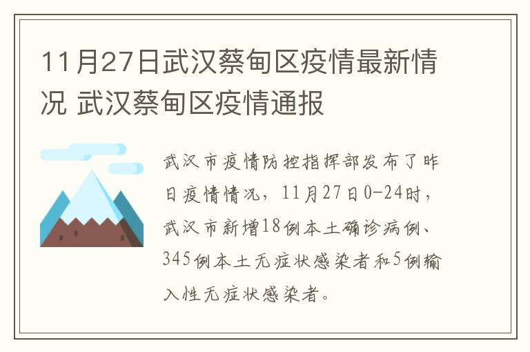 11月27日武汉蔡甸区疫情最新情况 武汉蔡甸区疫情通报