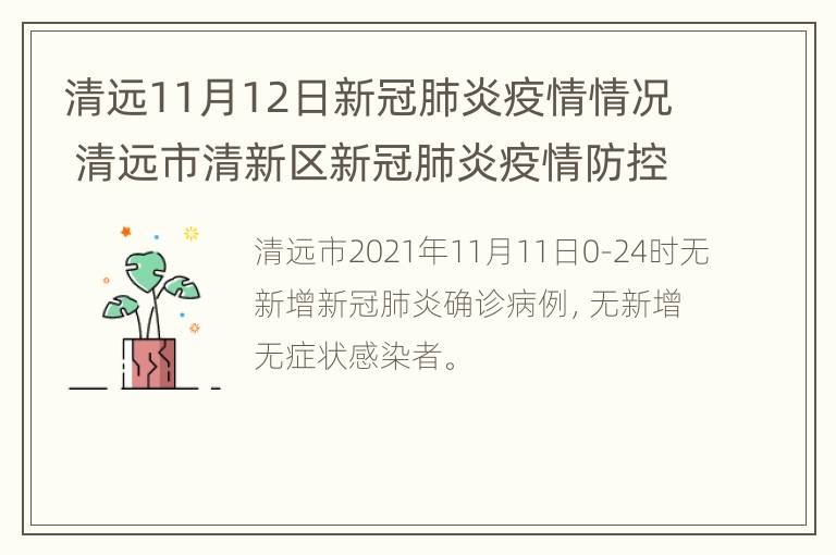 清远11月12日新冠肺炎疫情情况 清远市清新区新冠肺炎疫情防控指挥部办公室