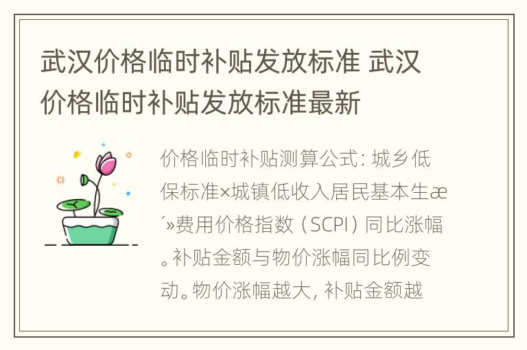 武汉价格临时补贴发放标准 武汉价格临时补贴发放标准最新