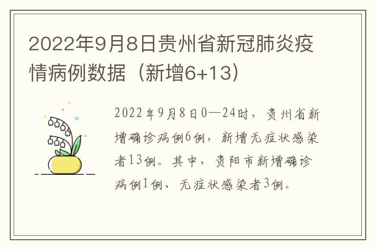 2022年9月8日贵州省新冠肺炎疫情病例数据（新增6+13）