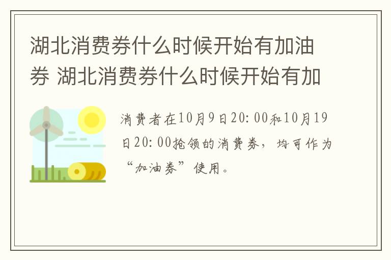 湖北消费券什么时候开始有加油券 湖北消费券什么时候开始有加油券的