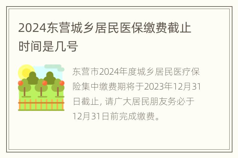 2024东营城乡居民医保缴费截止时间是几号