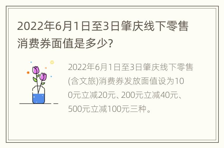 2022年6月1日至3日肇庆线下零售消费券面值是多少?