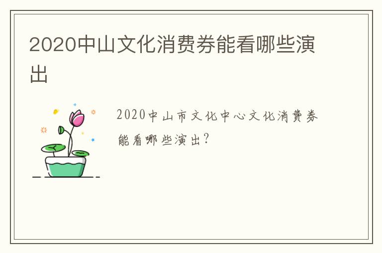 2020中山文化消费券能看哪些演出