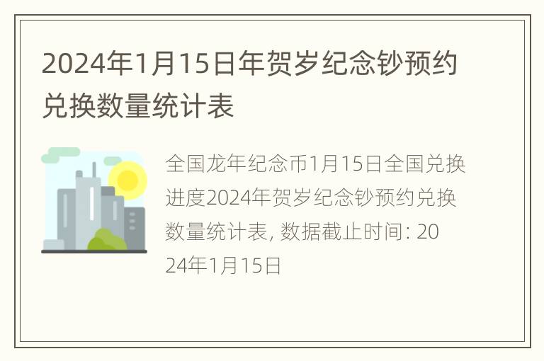 2024年1月15日年贺岁纪念钞预约兑换数量统计表