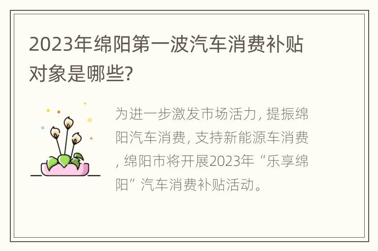 2023年绵阳第一波汽车消费补贴对象是哪些？