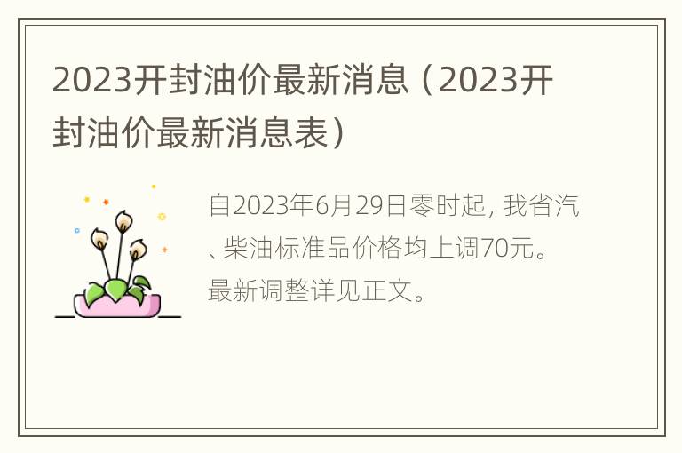 2023开封油价最新消息（2023开封油价最新消息表）