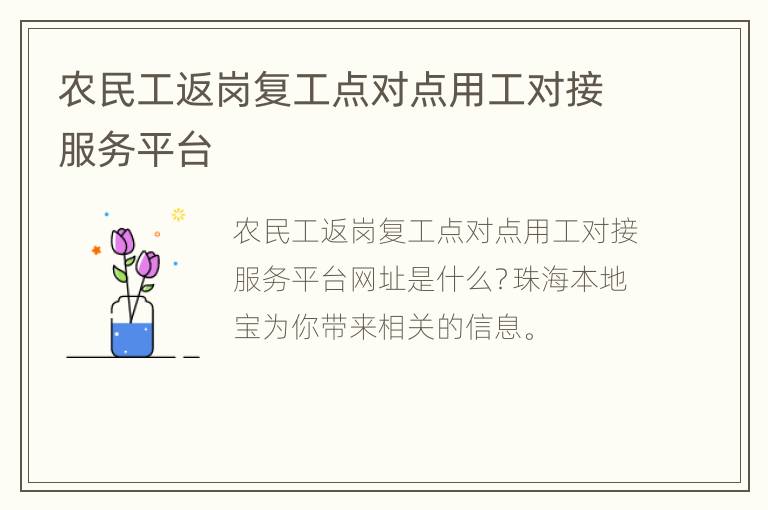 农民工返岗复工点对点用工对接服务平台