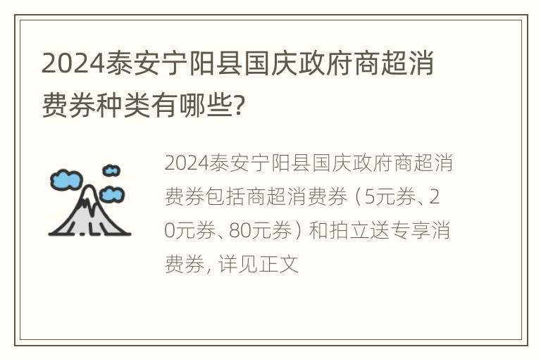 2024泰安宁阳县国庆政府商超消费券种类有哪些？