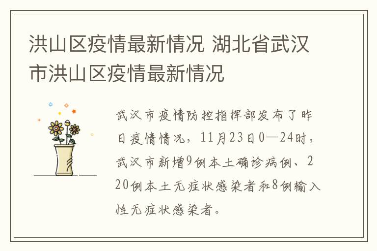 洪山区疫情最新情况 湖北省武汉市洪山区疫情最新情况