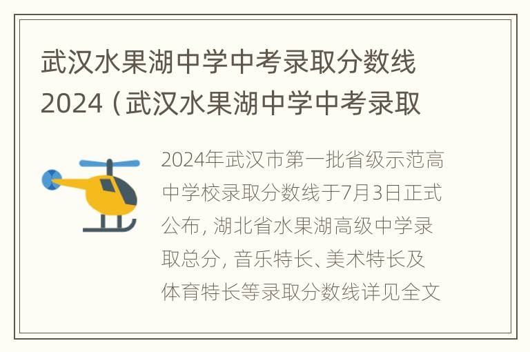 武汉水果湖中学中考录取分数线2024（武汉水果湖中学中考录取线2019年）