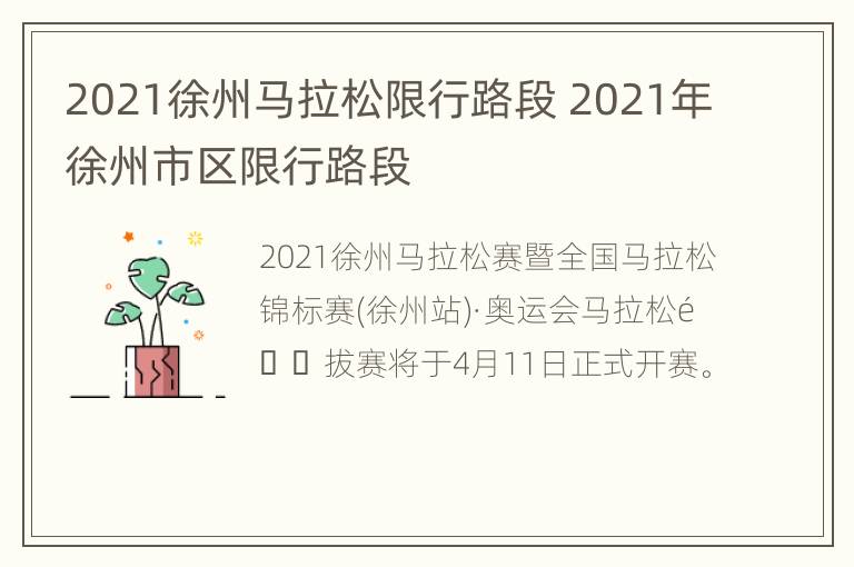 2021徐州马拉松限行路段 2021年徐州市区限行路段