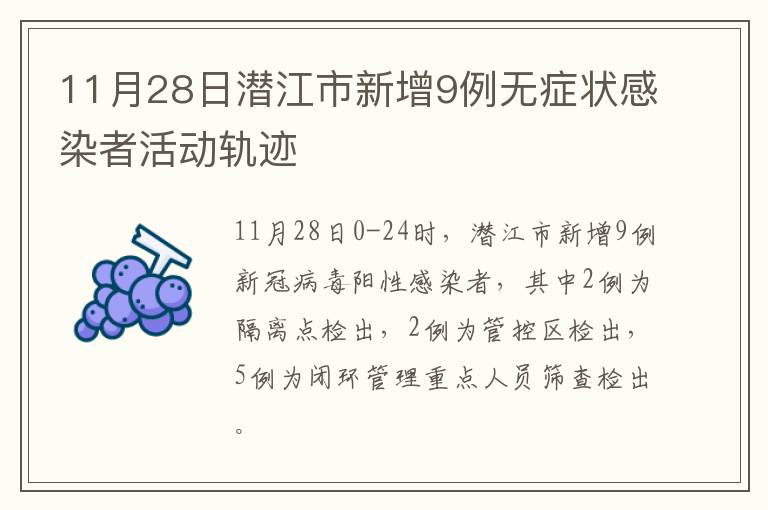 11月28日潜江市新增9例无症状感染者活动轨迹