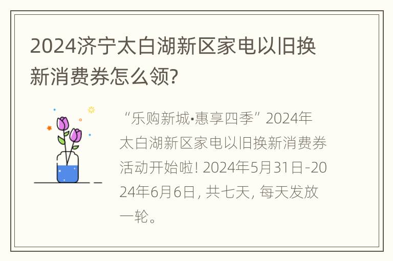 2024济宁太白湖新区家电以旧换新消费券怎么领？