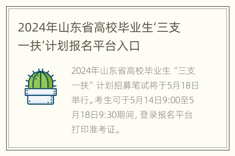 2024年山东省高校毕业生‘三支一扶’计划报名平台入口