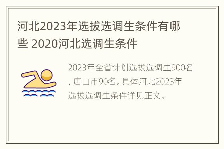 河北2023年选拔选调生条件有哪些 2020河北选调生条件