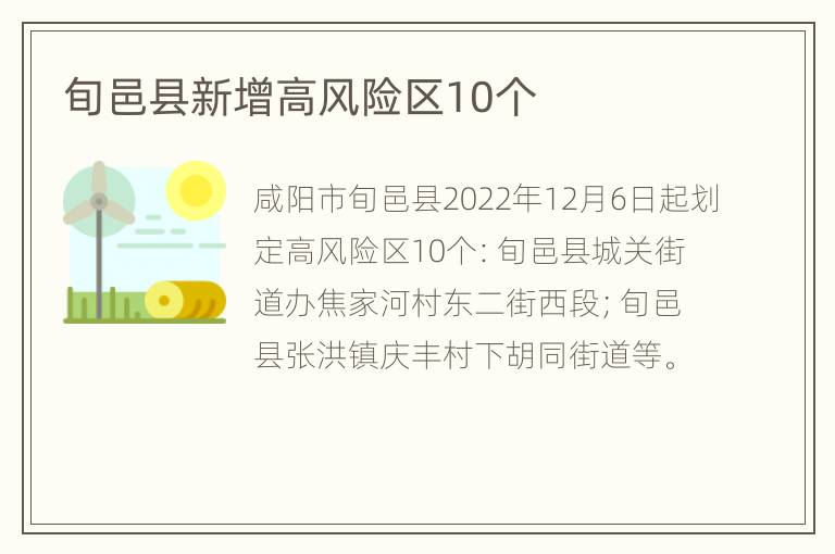 旬邑县新增高风险区10个