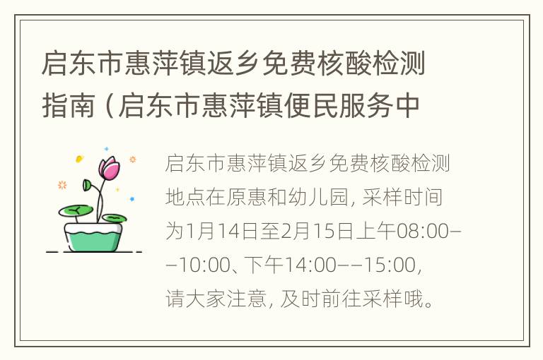 启东市惠萍镇返乡免费核酸检测指南（启东市惠萍镇便民服务中心）