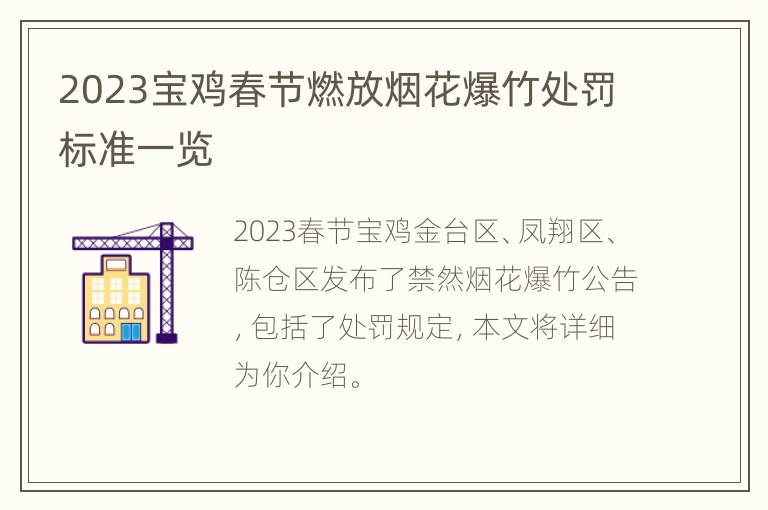 2023宝鸡春节燃放烟花爆竹处罚标准一览