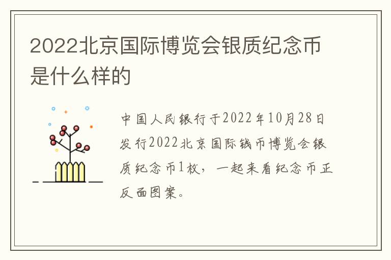 2022北京国际博览会银质纪念币是什么样的