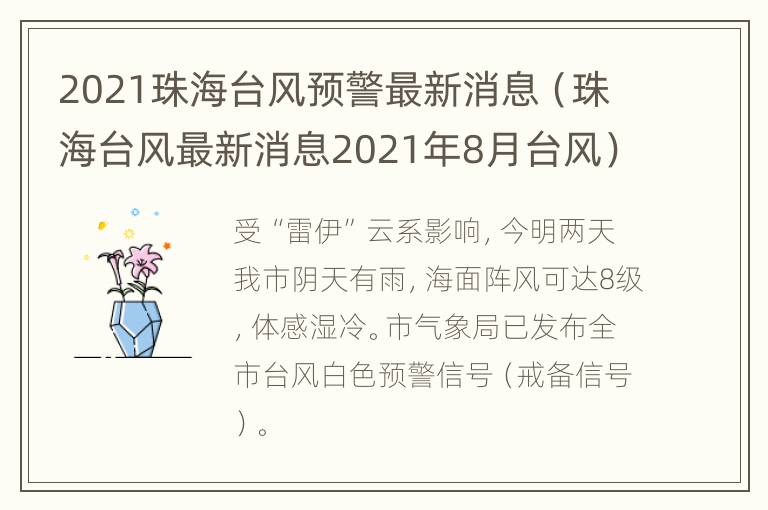 2021珠海台风预警最新消息（珠海台风最新消息2021年8月台风）