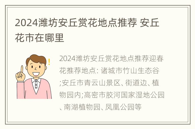 2024潍坊安丘赏花地点推荐 安丘花市在哪里