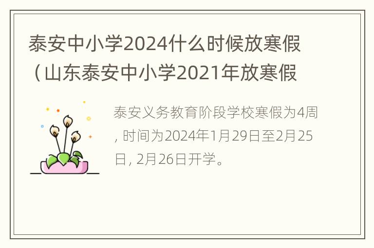 泰安中小学2024什么时候放寒假（山东泰安中小学2021年放寒假时间）