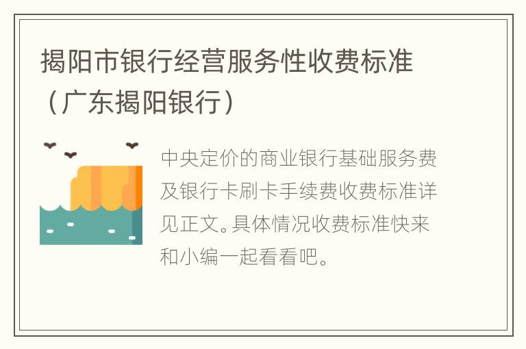 揭阳市银行经营服务性收费标准（广东揭阳银行）