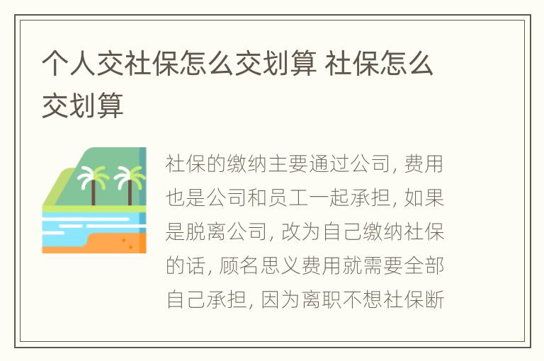 个人交社保怎么交划算 社保怎么交划算